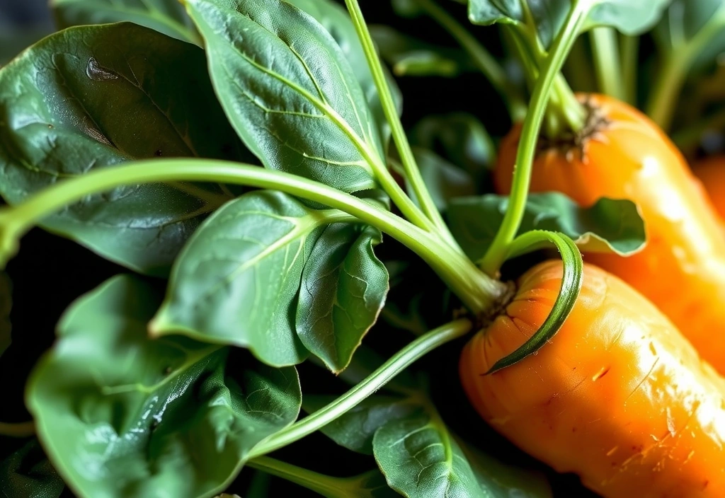 Betacaroteno en zanahorias y verduras de hoja verde