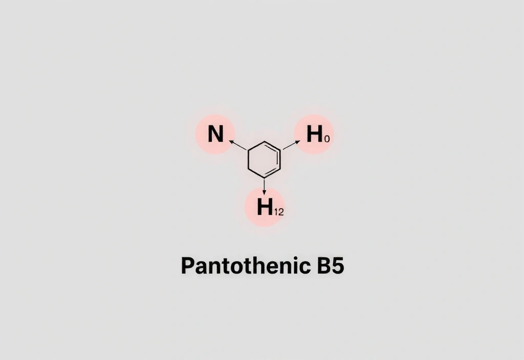 Representación molecular del Ácido Pantoténico (B5).