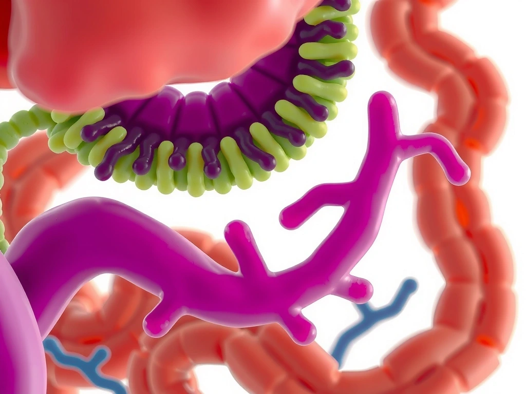 Ilustración de bacterias probióticas beneficiosas en el intestino.