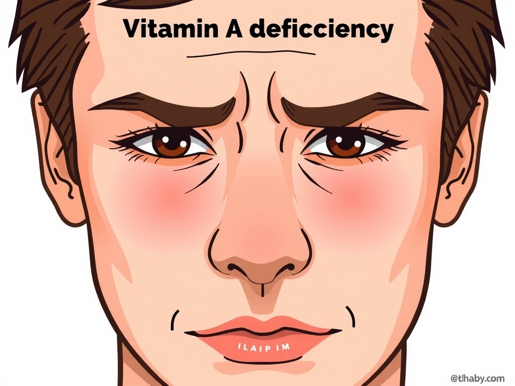 Ilustración de una persona con ojos secos y una expresión de malestar, simbolizando la deficiencia de Vitamina A.