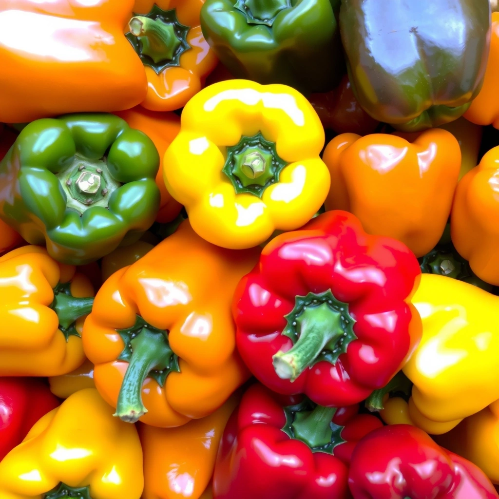 Pimientos de colores rojo, amarillo y verde